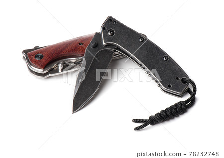 isolate folding knifes over white 78232748