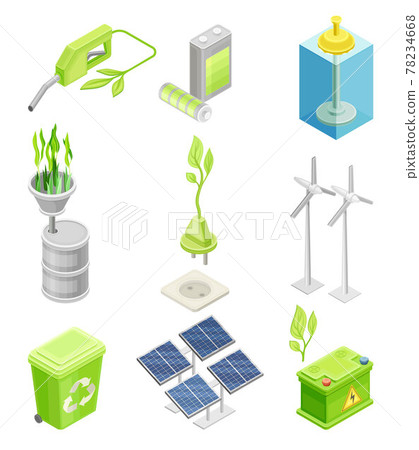 Renewable Green Energy Source with Wind Generator and Solar Panel Isometric Vector Set Renewable Green Energy Source with Wind Generator and Solar Panel Isometric Vector Set 78234668