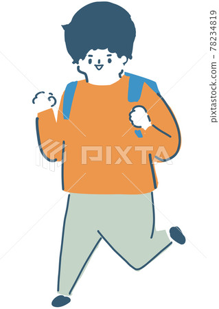 A boy in a school bag drawn with a loose line 78234819