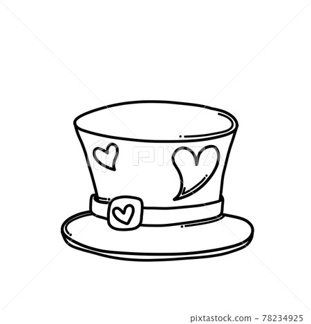 Top hat Doodle vector icon. Drawing sketch... - Stock Illustration ...