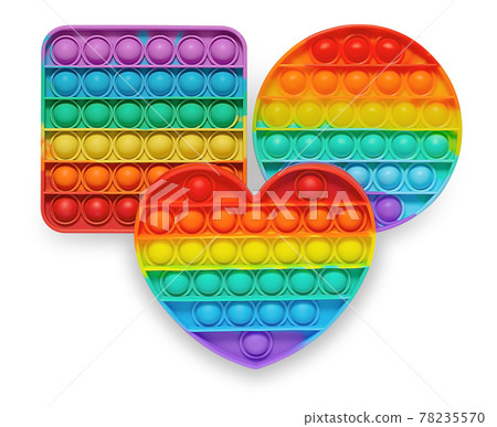 Set of children's silicone toys antistress pop it isolated on white Set of children's silicone toys antistress pop it isolated on white 78235570