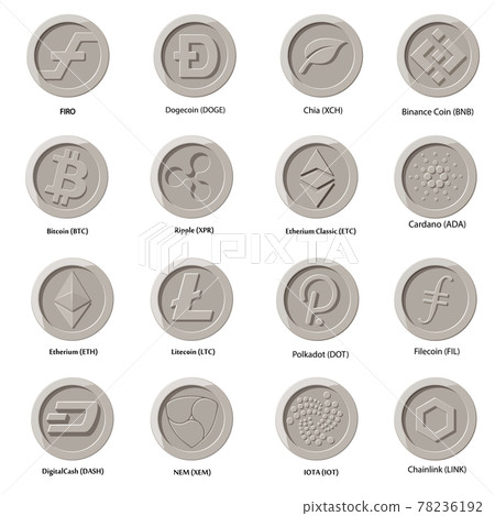 Crypto currency icons coin set of nine Crypto currency icons coin set of nine 78236192