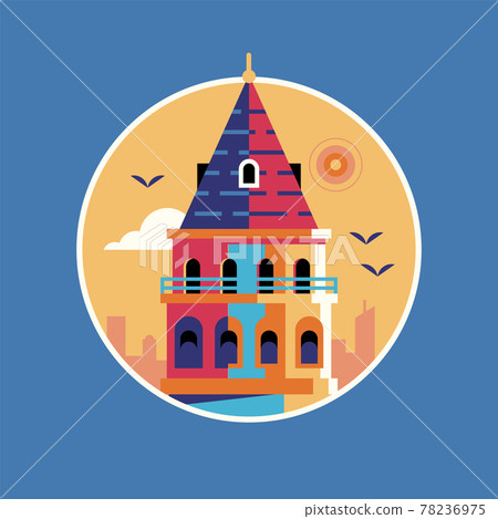 Istanbul Galata Tower Karakoy Flat Circle Icon 78236975