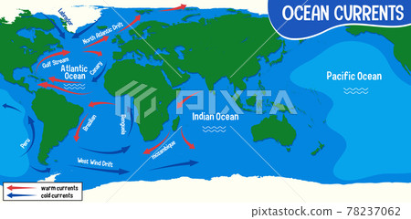 Ocean currents on world map background Ocean currents on world map background 78237062