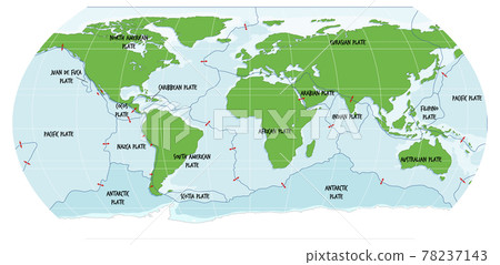 World Map Showing Tectonic Plates Boundaries World Map Showing Tectonic Plates Boundaries 78237143