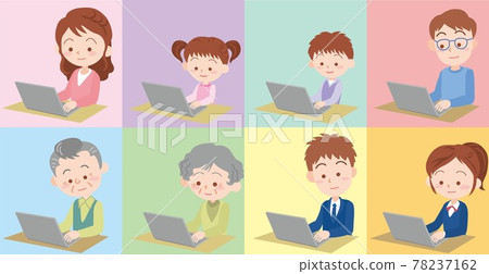 People who operate laptops_with background color 78237162