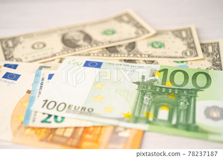 US dollar and Euro banknotes background; Banking Account, Investment Analytic research data economy, trading, Business company concept. US dollar and Euro banknotes background; Banking Account, Investment Analytic research data economy, trading, Business company concept. 78237187