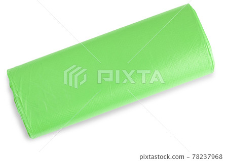 The green roll of plastic garbage bags isolated on white background The green roll of plastic garbage bags isolated on white background 78237968
