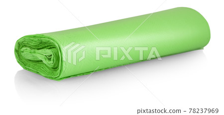 The green roll of plastic garbage bags isolated on white background The green roll of plastic garbage bags isolated on white background 78237969
