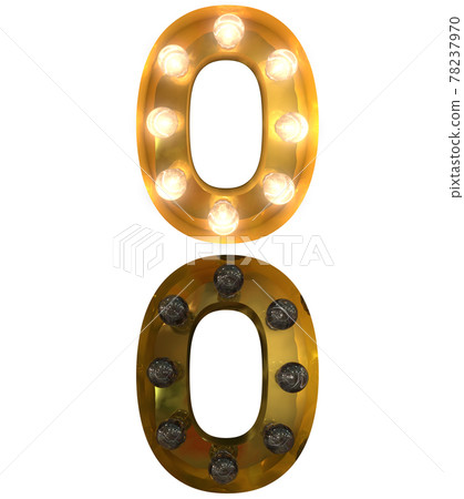 Golden Light Bulb Letters on and off state 0 78237970