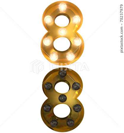 Golden Light Bulb Letters on and off state 8 78237979