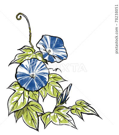 兩輪藍色雜色牽牛花花蕾印花款式 兩輪藍色雜色牽牛花花蕾印花款式 78238051