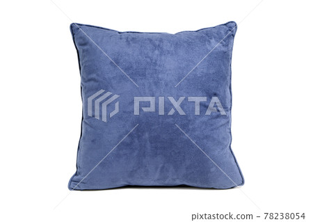 Blue and clean pillow isolated on white background. Close-up of blue pillow isolated on a white background. Blue and clean pillow isolated on white background. Close-up of blue pillow isolated on a white background. 78238054