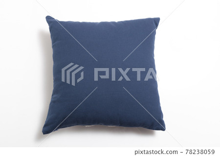 Blue and clean pillow isolated on white background. Close-up of blue pillow isolated on a white background. Blue and clean pillow isolated on white background. Close-up of blue pillow isolated on a white background. 78238059