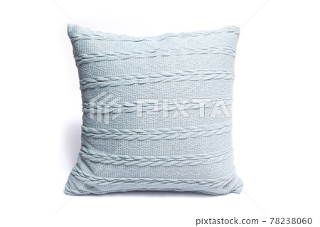 Blue and clean pillow isolated on white background. Close-up of blue pillow isolated on a white background. 78238060