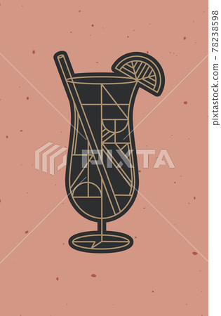 Art deco pina colada cocktail powder coral 78238598