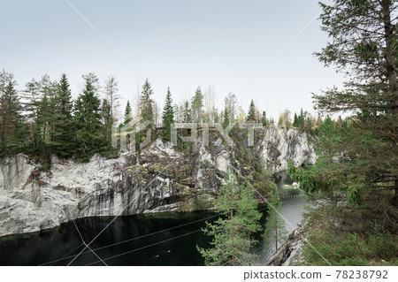 Marble canyon in Mining park Ruskeala at autumn Marble canyon in Mining park Ruskeala at autumn 78238792