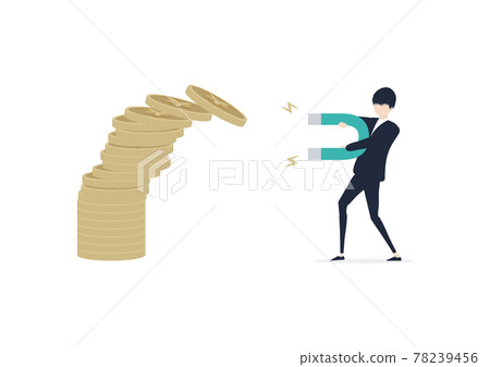 Illustration material of a businessman who collects money with a magnet 78239456