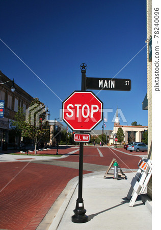Sulphur Springs, TX Downtown Area and Stop Sign 78240096
