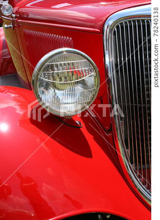 Antique Vintage Hot Rod Car Close-up Red Antique Vintage Hot Rod Car Close-up Red 78240138