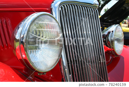 Antique Vintage Hot Rod Car Close-up Red 78240139