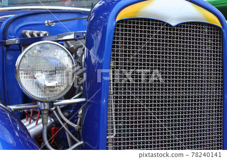 Antique Vintage Hot Rod Car Close-up Blue Antique Vintage Hot Rod Car Close-up Blue 78240141