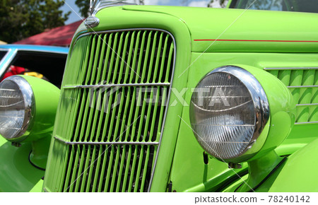 Vintage Hot Rod Car Close-up Bright Green Vintage Hot Rod Car Close-up Bright Green 78240142