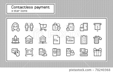 Contactless payment and delivery xstar icon set Contactless payment and delivery xstar icon set 78240368