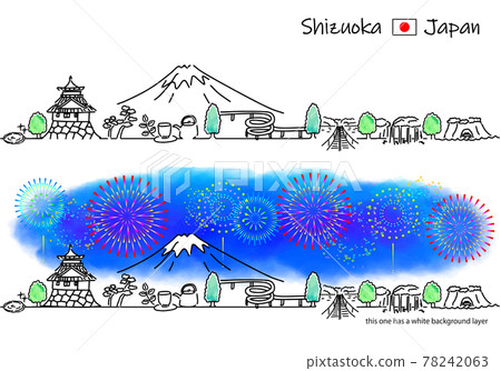 靜岡城市景觀和煙花的簡單線條畫集 靜岡城市景觀和煙花的簡單線條畫集 78242063