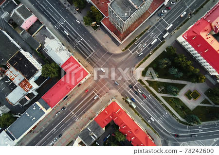 Aerial view of city crossroad with cars Aerial view of city crossroad with cars 78242600