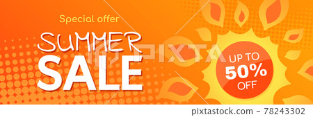 Summer Sale Banner, Promo Badge for Seasonal Discount Summer Sale Banner, Promo Badge for Seasonal Discount 78243302
