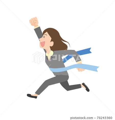 Female office worker cutting goal tape Female office worker cutting goal tape 78243360