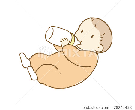 Illustration of a baby drinking milk - Stock Illustration [78243438] - PIXTA
