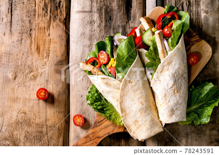 Traditional mexican tortila wrap with pork meat 78243591