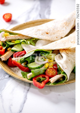 Traditional mexican tortila wrap with pork meat 78243592