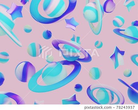 3D Rendering Pastel Outer Space Planet and Star... - Stock Illustration  [78243937] - PIXTA