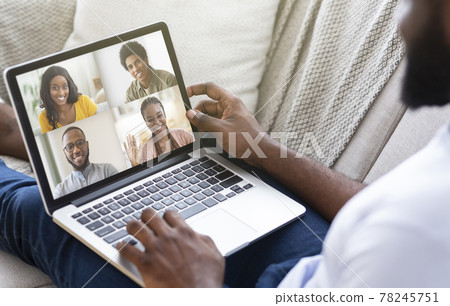 New normal, social distancing, online chat with friends, family and colleagues New normal, social distancing, online chat with friends, family and colleagues 78245751