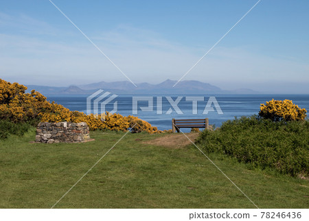 Park Bench and Barbecue Pit Overlooking the Isle of Arran in Scotland Park Bench and Barbecue Pit Overlooking the Isle of Arran in Scotland 78246436