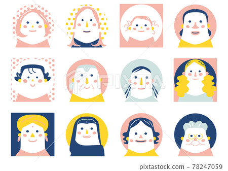 世界各地人們的微笑女性插畫素材 世界各地人們的微笑女性插畫素材 78247059