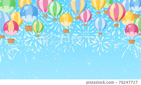 Background illustration of cute balloons and fireworks_blue sky_16: 9 78247727