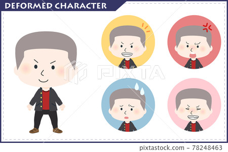 可愛的迷你人物全身圖和表情差異集（學生/學校跑步） 78248463