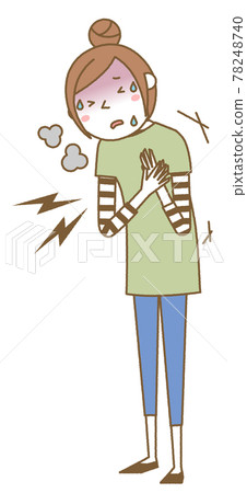 Young woman mom with chest pain Young woman mom with chest pain 78248740