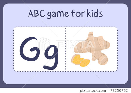 Kid alphabet mini games in cartoon style with letter G - ginger. 78250762