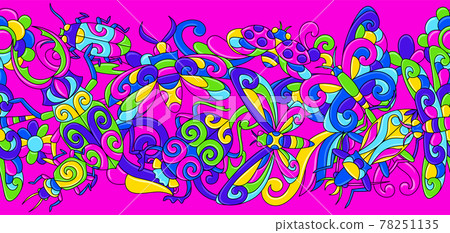 Seamless pattern with stylized bugs and insects. Mexican ceramic cute naive art. 78251135