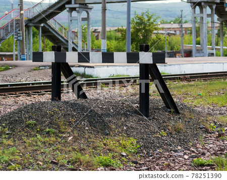 Abandoned railway deadlock on the Trans-Siberian Railway. Railway impasse. Signs of railway deadlock. 78251390