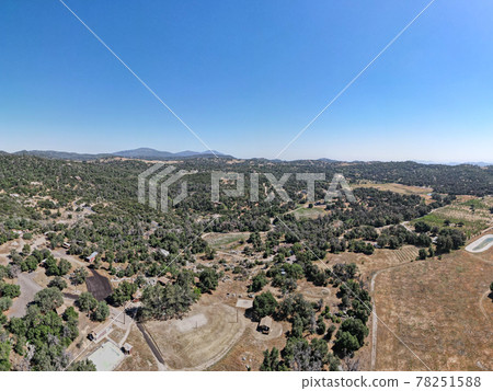 Aerial view of Julian land, historic gold mining town located in east of San Diego, California Aerial view of Julian land, historic gold mining town located in east of San Diego, California 78251588