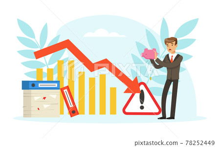 Stressed Businessman with Falling Trading... - Stock Illustration ...