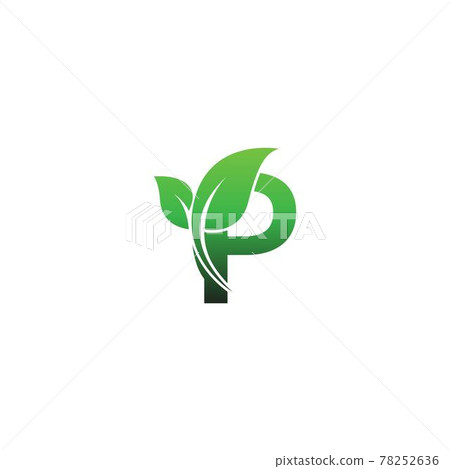 Letter P with green leafs icon logo design... - Stock Illustration ...