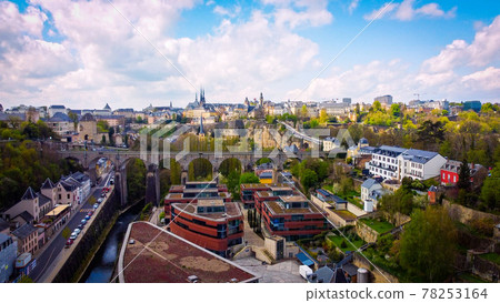 Typical view over the city of Luxemburg 78253164