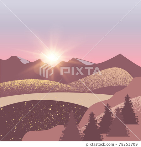Sunrise in the mountains - Stock Illustration [78253709] - PIXTA